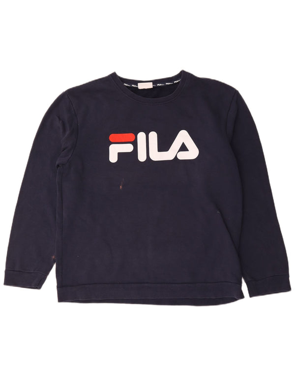 Fila Damen Grafik-Sweatshirt-Pullover UK 18 XL Marineblau Baumwolle