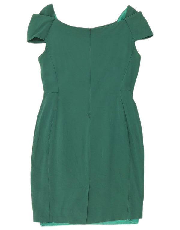 Reiss Schulterfreies Etuikleid für Damen, UK 14, Größe L, grüne Viskose