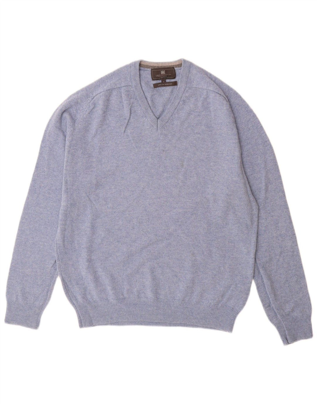 Marks & Spencer Herren-Pullover mit normaler Passform und V-Ausschnitt in Mittelblau