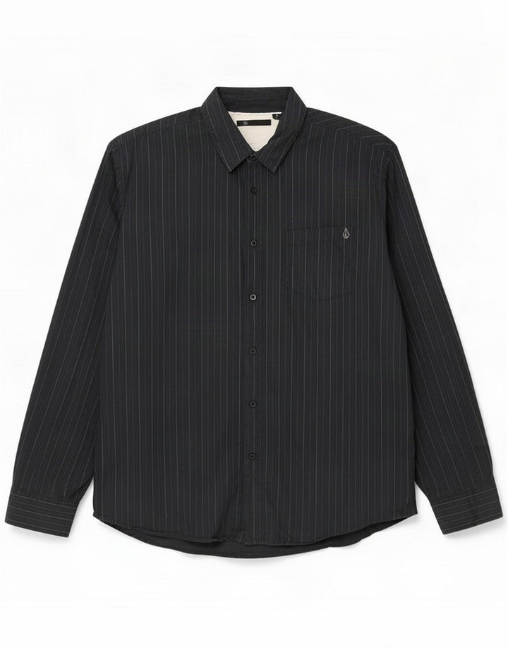 Volcom Herrenhemd XL Schwarz Nadelstreifen Baumwolle