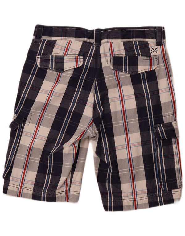 CREW CLOTHING Herren-Cargo-Shorts, Größe M, W32, marineblau, kariert, Baumwolle