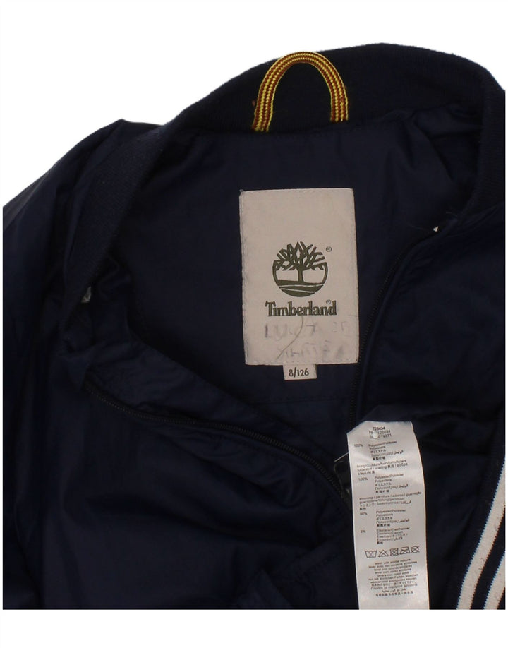 TIMBERLAND Boys Bomber Jacket 7-8 Years Navy Blue Polyester