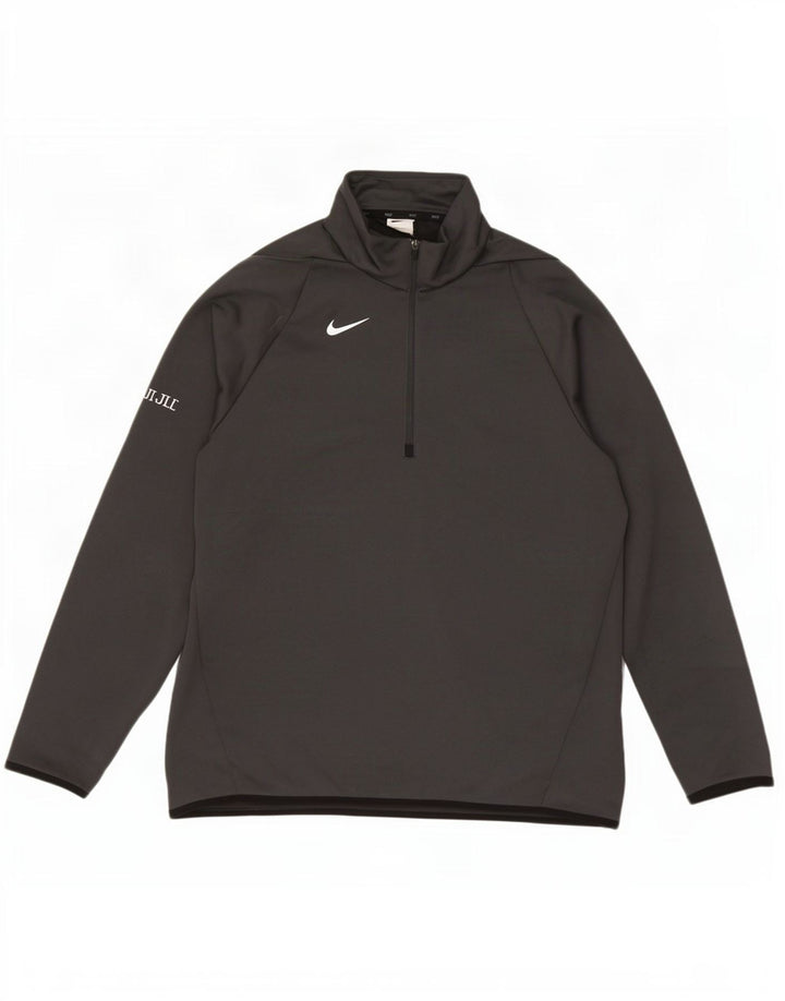 Nike Herren Dri Fit Pullover-Trainingsanzugoberteil mit Reißverschluss, Größe L, grau, Polyester