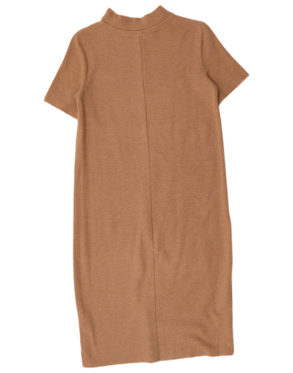 Zara Damen Trafaluc Pulloverkleid UK 10 Small Beige Baumwolle