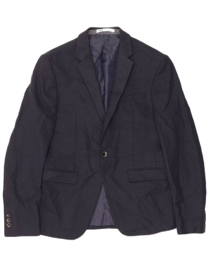 Zara Herren-Blazer mit 1 Knopf, EU 46, klein, marineblau, Polyester