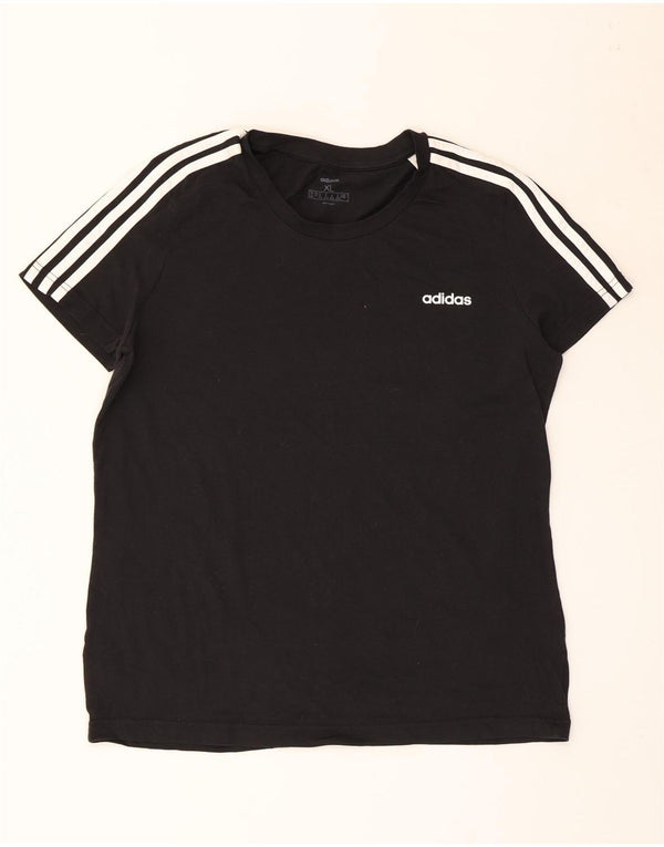 ADIDAS Damen T-Shirt Top UK 20/22 XL Schwarz Baumwolle