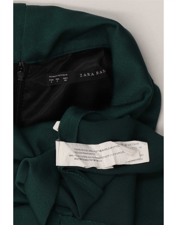 Zara Damen Ärmelloses Etuikleid UK 10 Small Grün Polyester