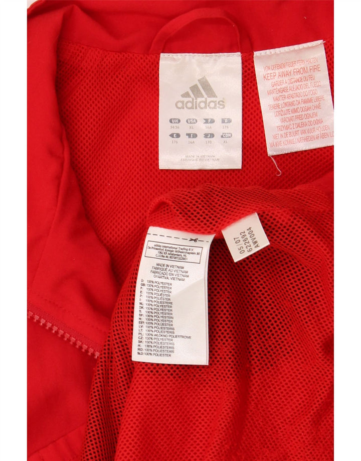 Adidas Jungen-Trainingsanzug-Top-Jacke, 15–16 Jahre, rotes Farbblock-Polyester