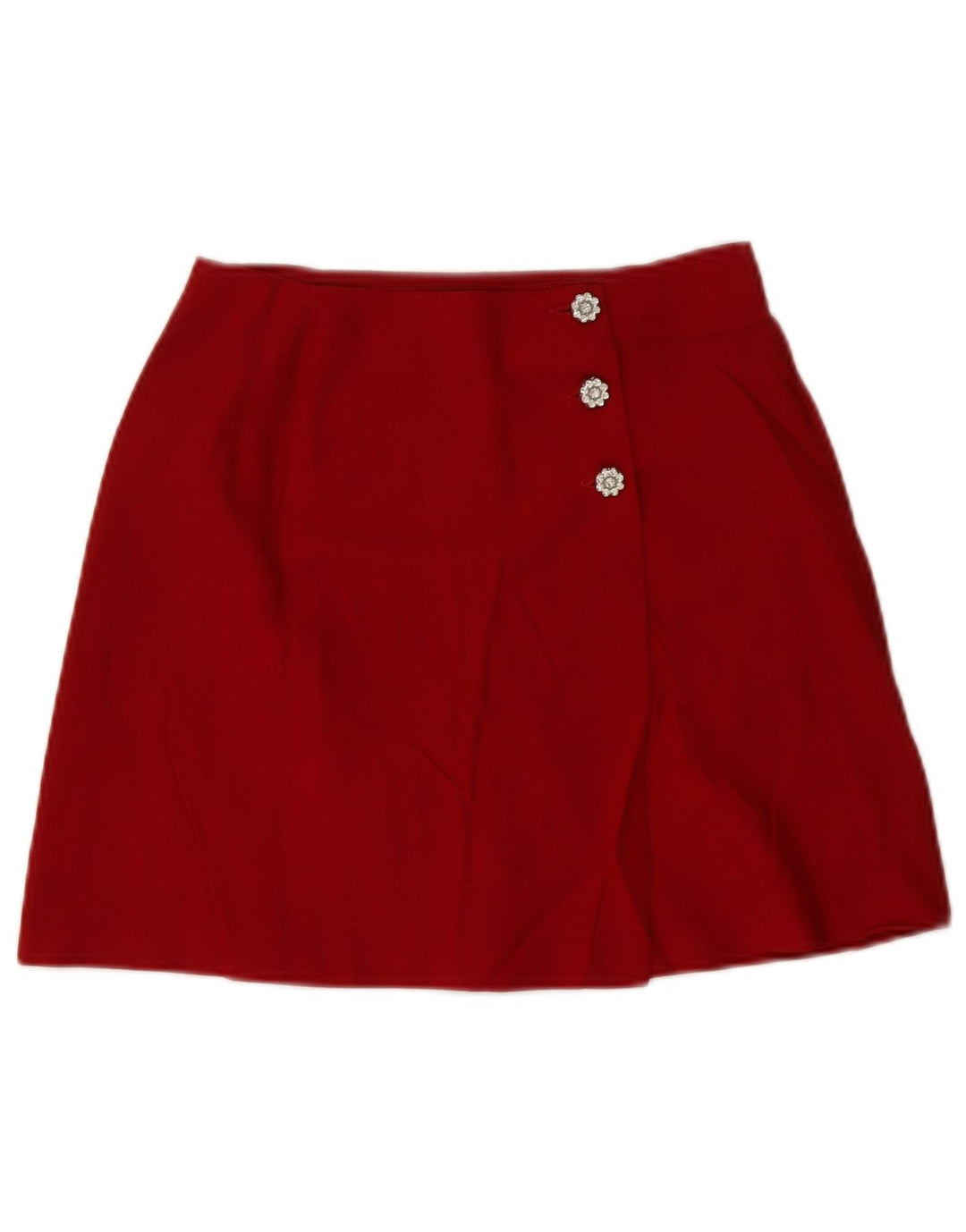 Vintage Damen Mini Wickelrock Medium W28 Rote Schurwolle