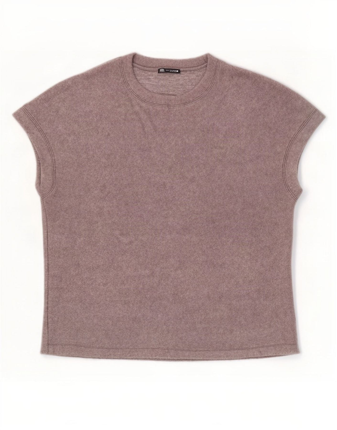 Zara Damen T-Shirt Top UK 14 Mittelgraues Acryl