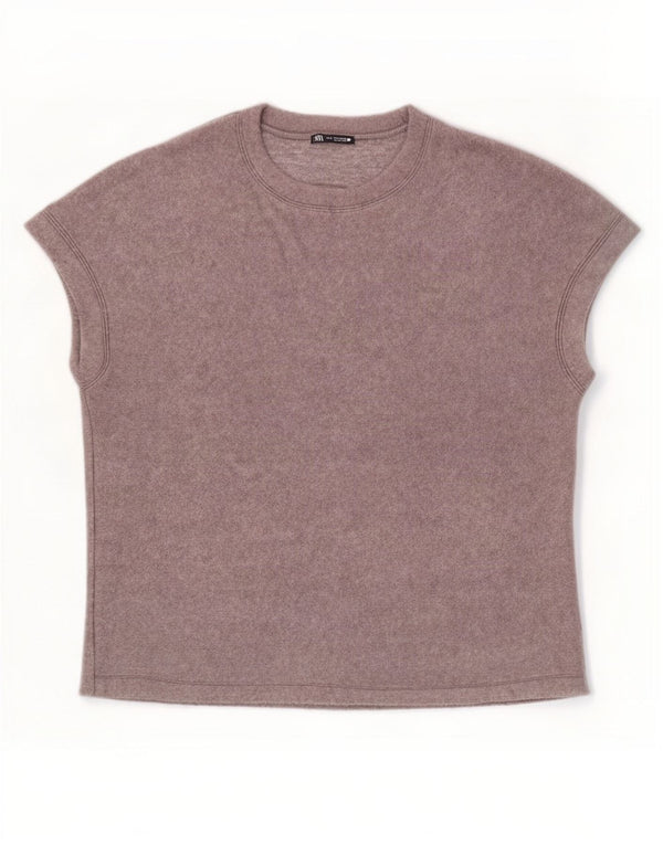 Zara Damen T-Shirt Top UK 14 Mittelgraues Acryl