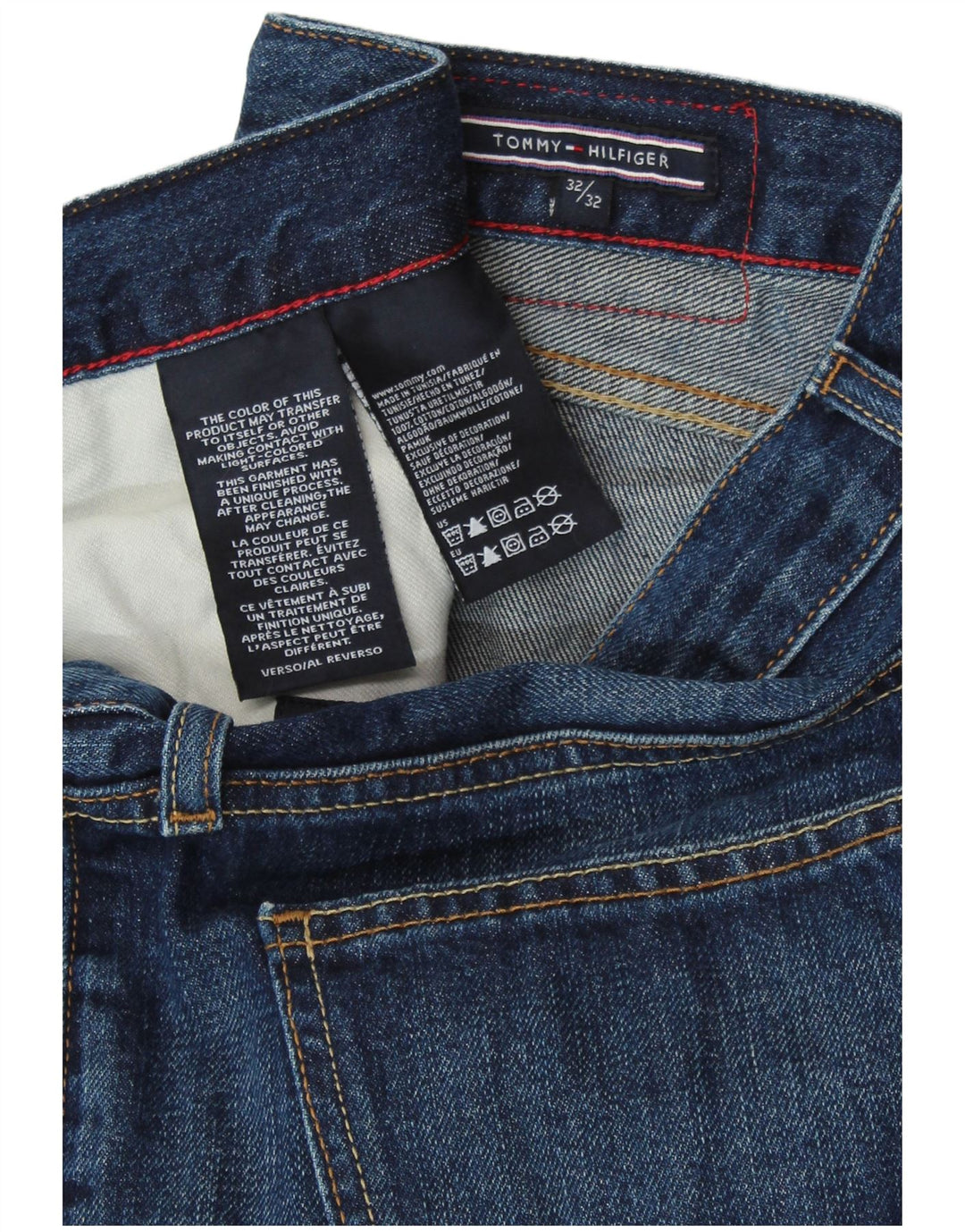 TOMMY HILFIGER Herren Straight Jeans W32 L32 Blaue Baumwolle