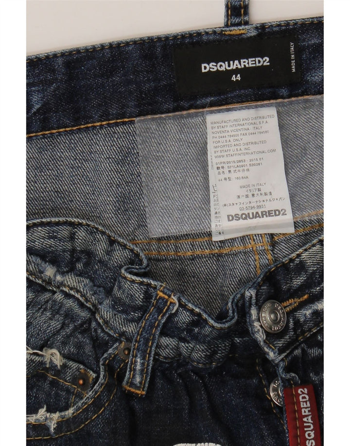 Dsquared2 Damen Graphic Cropped Jeans IT 44 Medium W34 L23 Marineblau