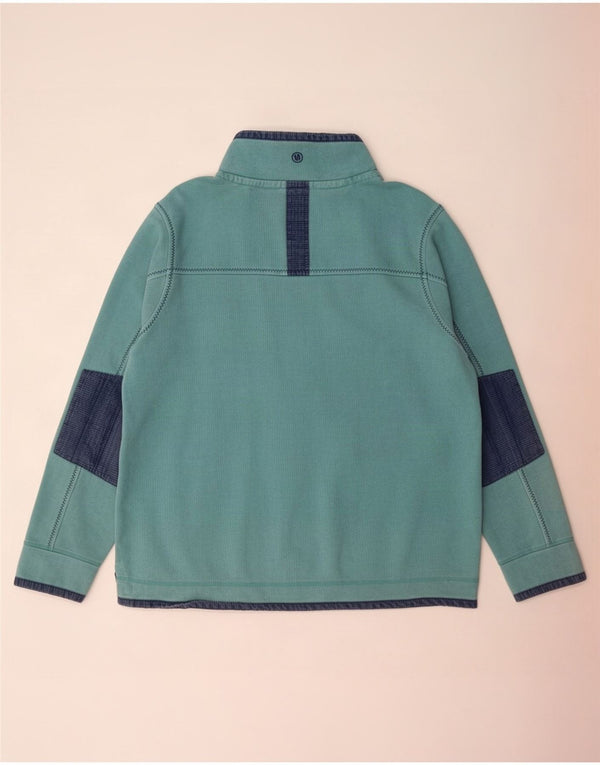 Fat Face Herren-Sweatshirt mit Reißverschluss am Hals, XL, türkisfarbene Blockfarben-Baumwolle
