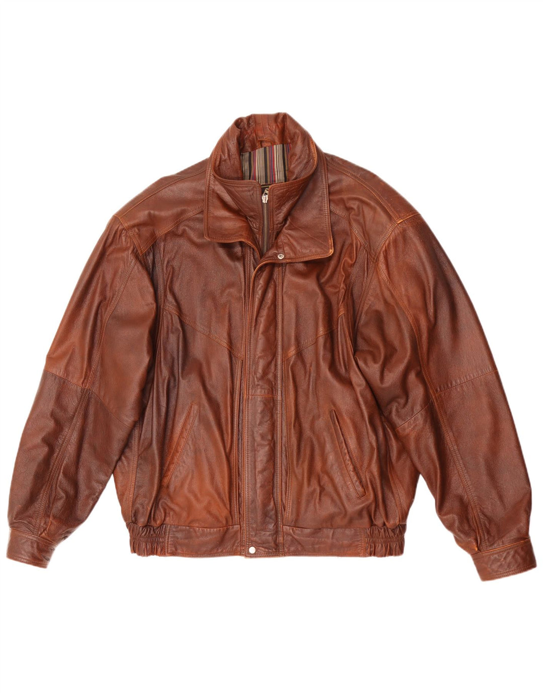 Mondial Herren-Lederjacke mit lockerer Passform, UK 38, Mittelbraun