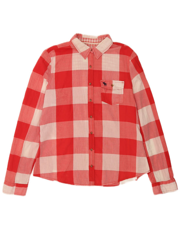 Abercrombie & Fitch Damenhemd UK 14 Große rote Gingham-Baumwolle