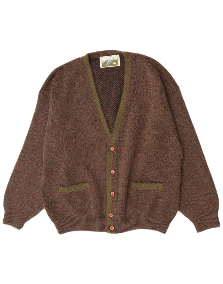 Vintage Herren-Cardigan-Pullover, groß, braun gefleckt