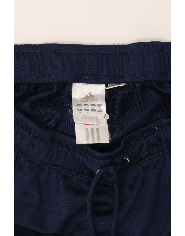 Adidas Damen Sportshorts UK 10 Small Marineblau gestreift Polyester
