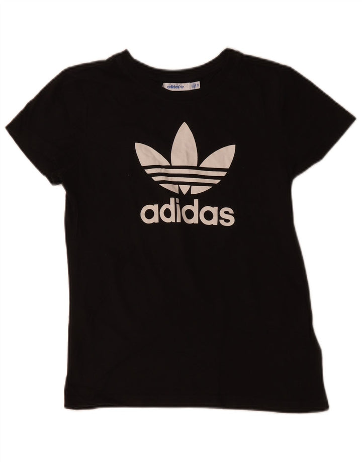ADIDAS Damen Grafik T-Shirt Top IT 40 Small Schwarz Baumwolle