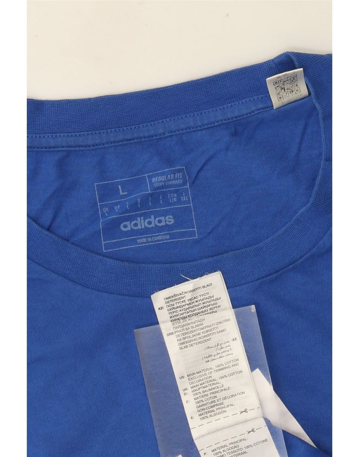 ADIDAS Herren T-Shirt mit normaler Passform, Grafik, Größe L, Blau, Baumwolle