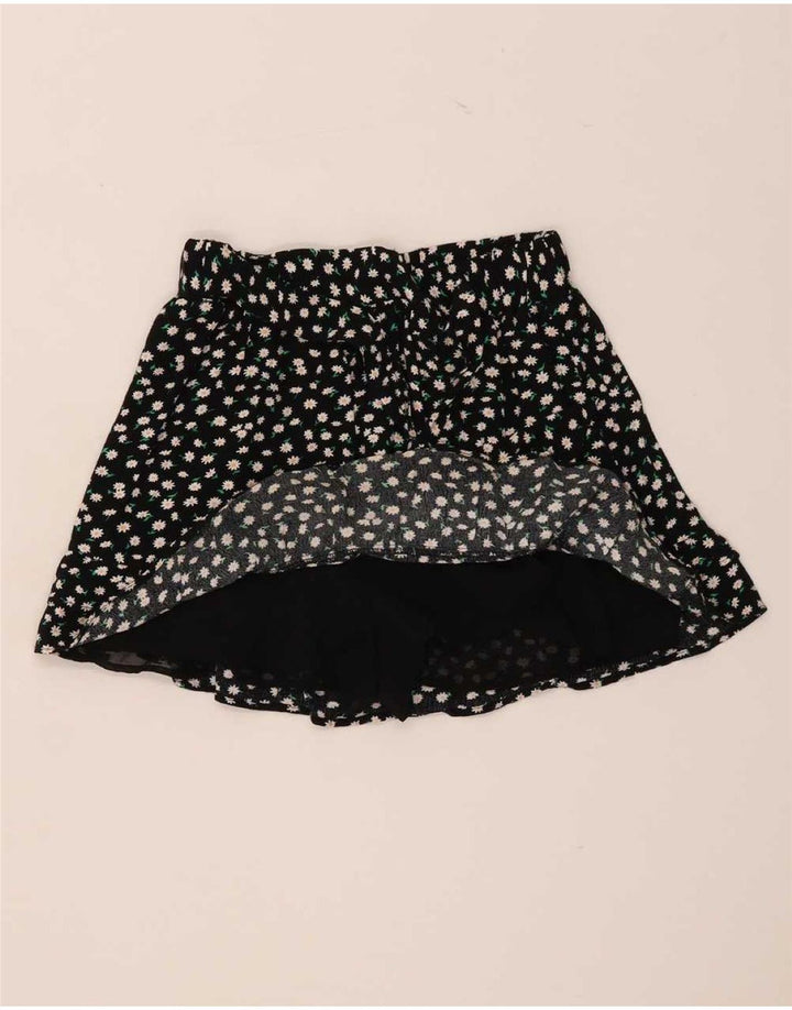 Zara Damen Skort UK 10 Small Schwarz geblümt