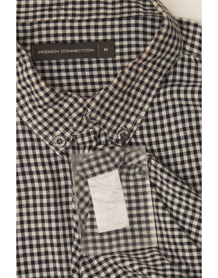 French Connection Herrenhemd aus mittelschwarzer Gingham-Baumwolle