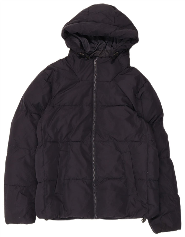 French Connection Wattierte Herrenjacke mit Kapuze, UK 38, Mittel, Marineblau