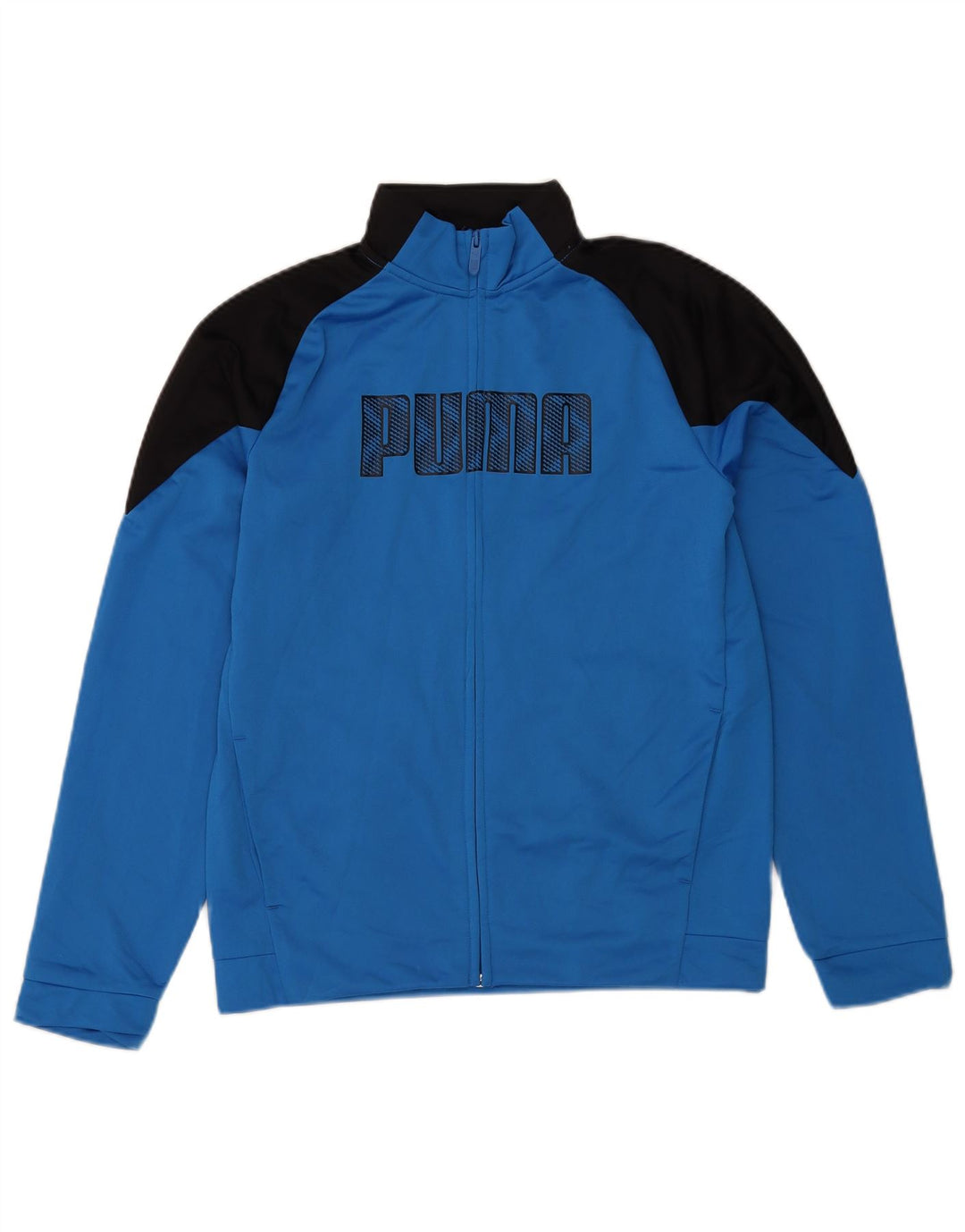Puma Jungen Grafik-Trainingsanzug-Top-Jacke, 15–16 Jahre, blaues Farbblockdesign