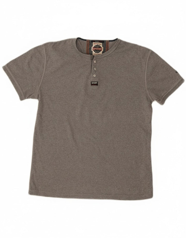 Superdry Herren T-Shirt Top Large Grau Baumwolle