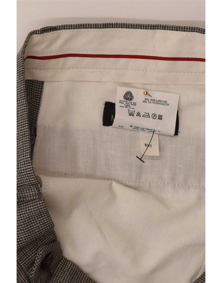 Marks & Spencer Herren-Freizeithose mit Pegged, W34, L31, schwarze Wolle mit Hahnentrittmuster