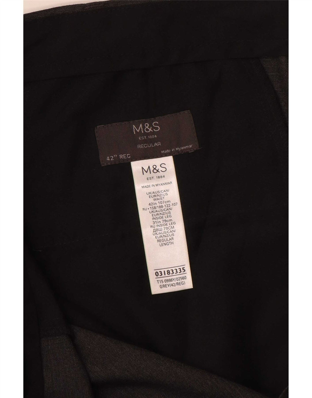 Marks & Spencer Herren-Anzughose, normal, W42, L31, grau, Polyester