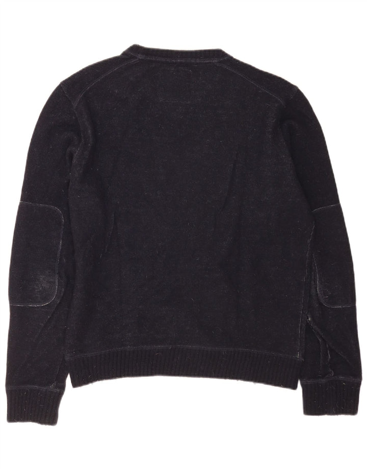Woolrich Herren-Pullover mit grafischem U-Boot-Ausschnitt, mittlere marineblaue Wolle