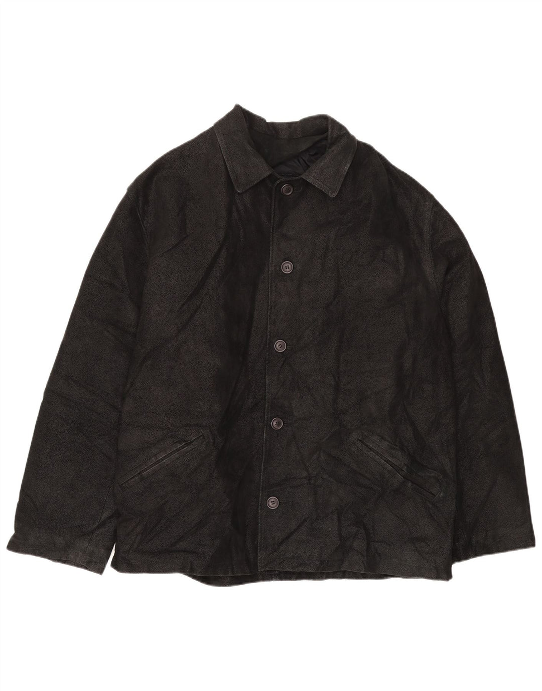 SAVE THE FOREST Herren Lederjacke IT 54 2XL Schwarzes Leder