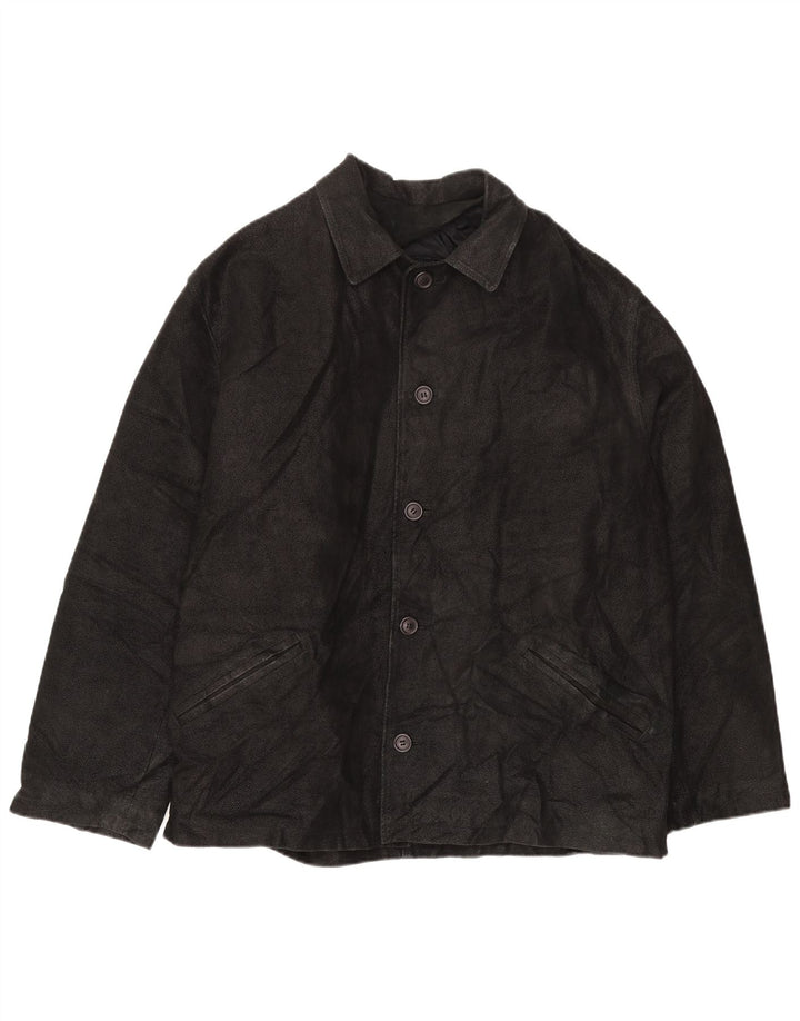 SAVE THE FOREST Herren Lederjacke IT 54 2XL Schwarzes Leder