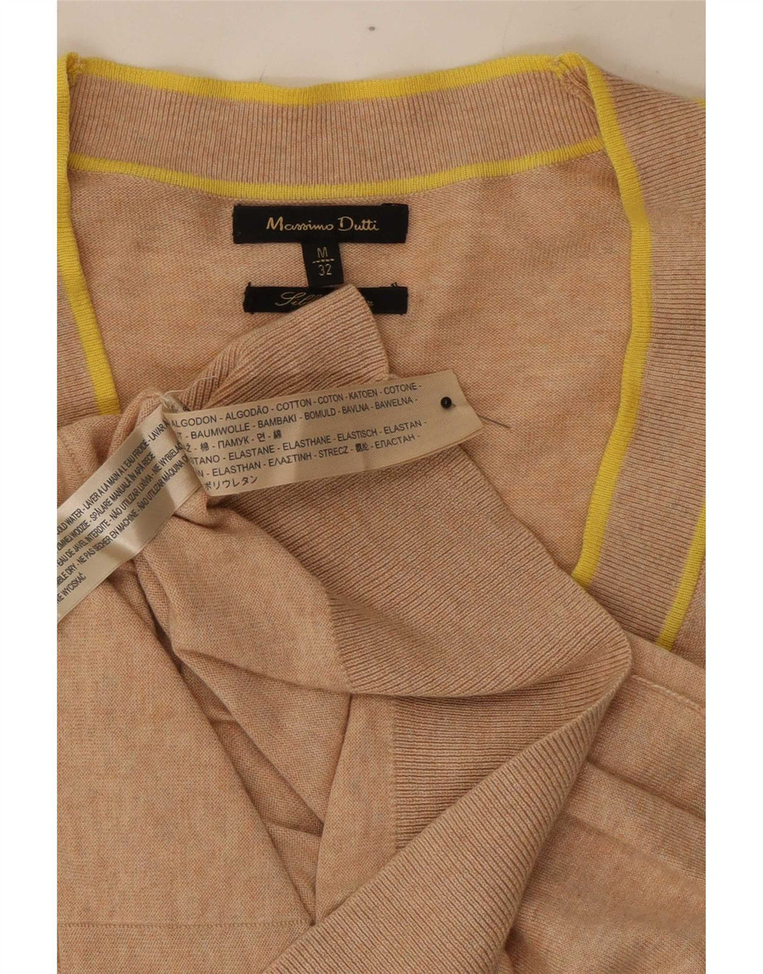Massimo Dutti Damen-Cardigan-Pullover UK 12 Mittelbeige gefleckte Baumwolle