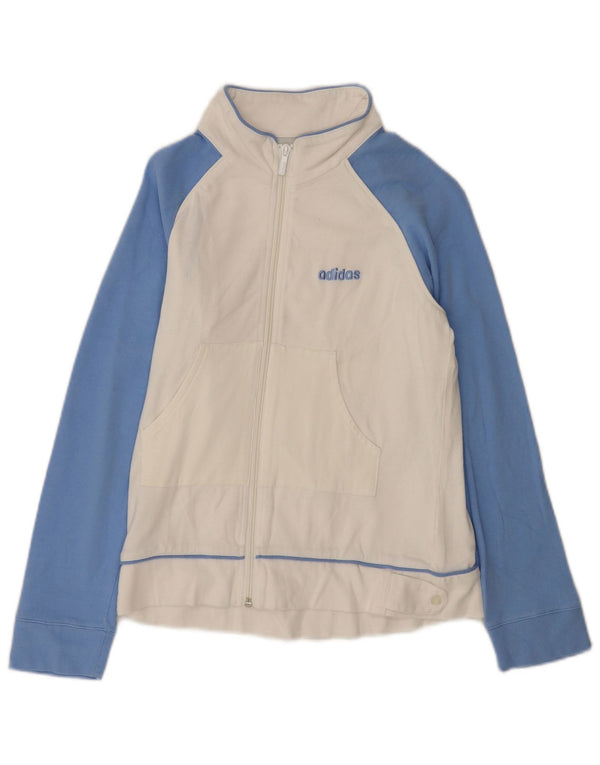 Adidas Mädchen-Trainingsanzug-Top-Jacke, 11–12 Jahre, mittelweiße Baumwolle