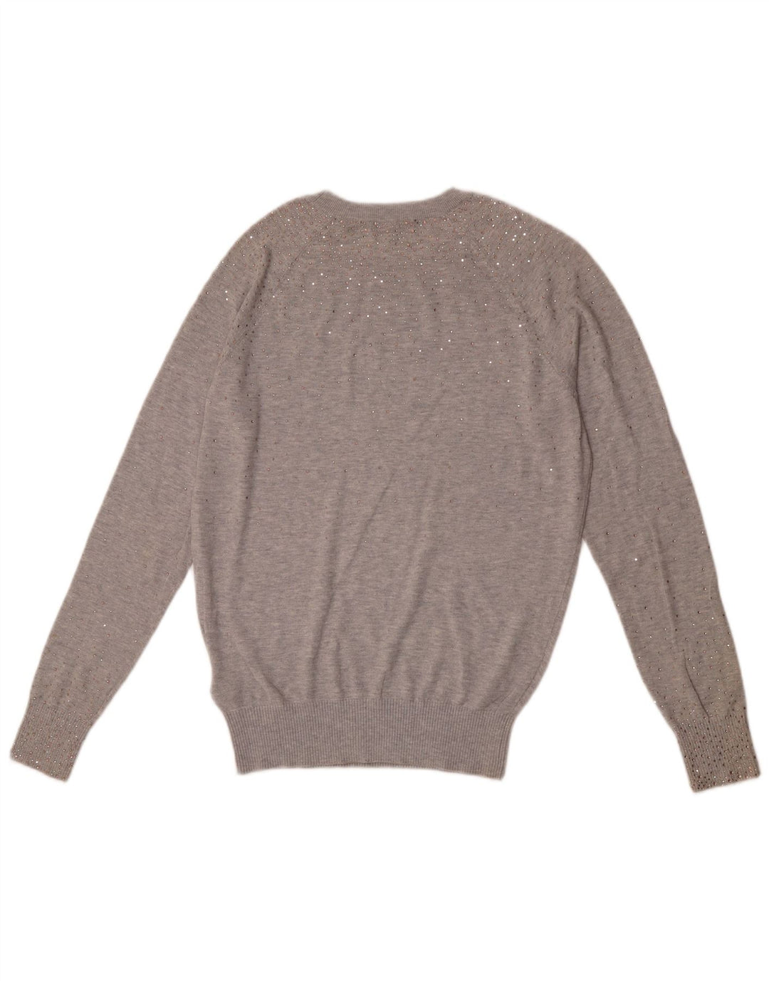 Ted Baker Damen-Pullover mit U-Boot-Ausschnitt, Größe 2, klein, grau gesprenkelte Baumwolle