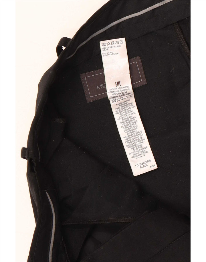 Marks & Spencer Herren-Anzughose in normaler Passform, W38, L31, schwarze Wolle
