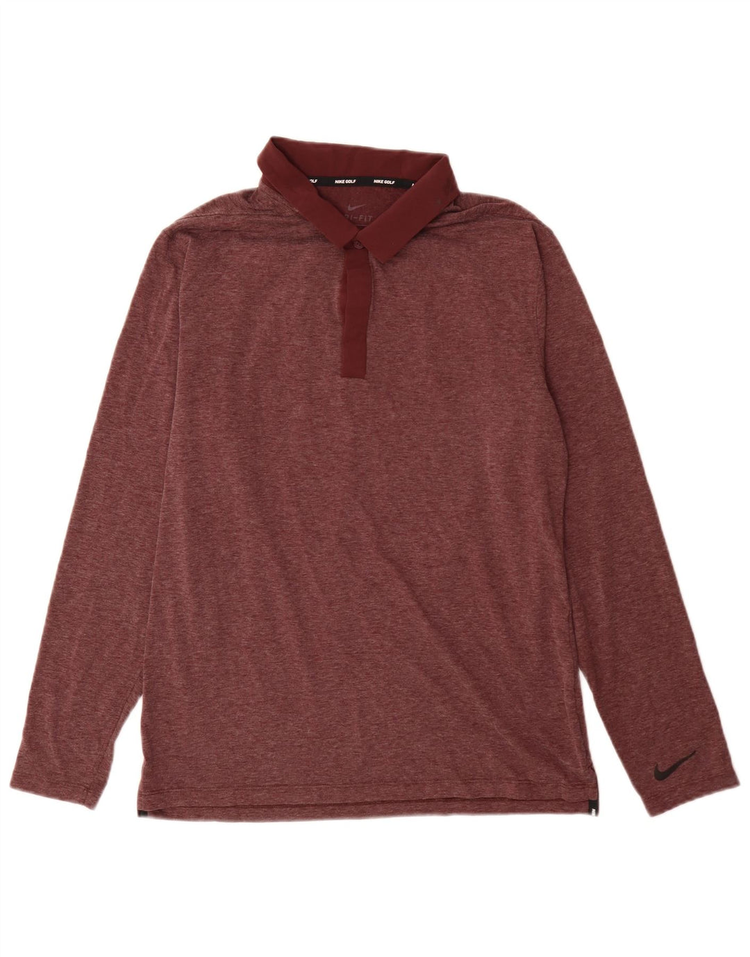Nike Herren-Golf-Langarm-Poloshirt, mittleres Burgunderrot, Polyester