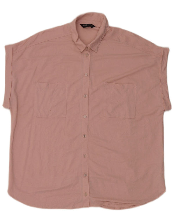 Marks & Spencer Damen Kurzarm-Oversize-Hemd UK 14 Large Pink