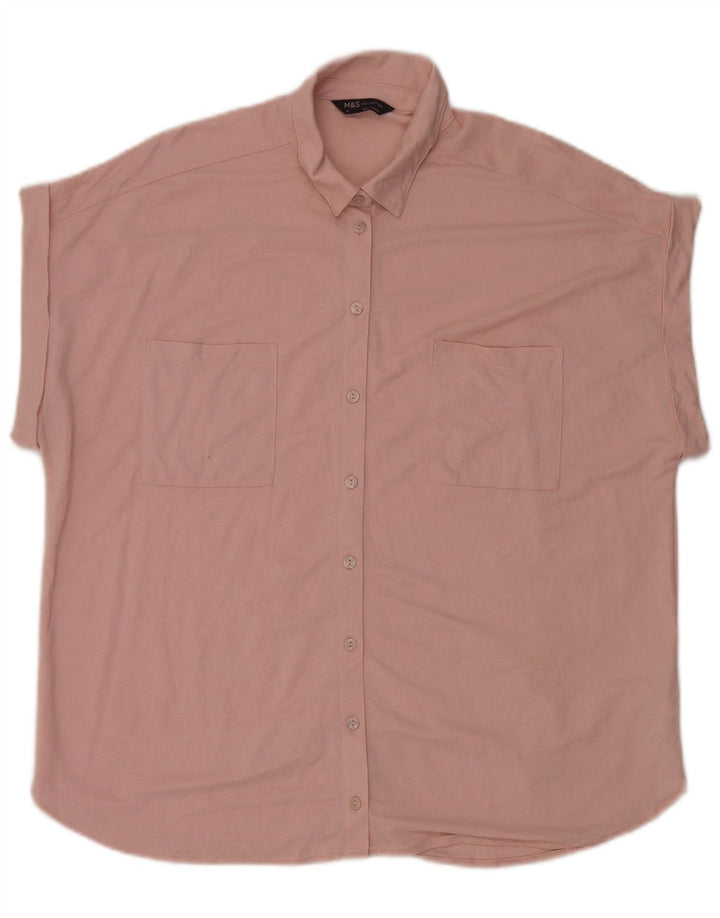 Marks & Spencer Damen Kurzarm-Oversize-Hemd UK 14 Large Pink