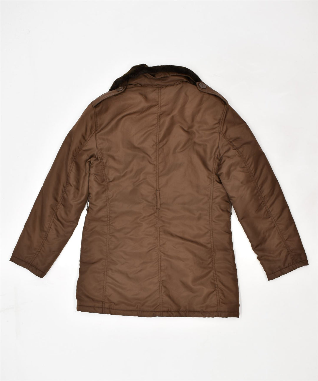 RDS Womens Pea Coat UK 16 Large Brown Polyamide | Vintage | Thrift | Second-Hand | Used Clothing | Messina Hembry 