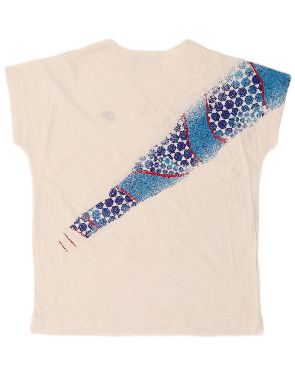 Nike Damen-T-Shirt mit Grafik, US 10/12, Mittelweiß, geometrische Baumwolle