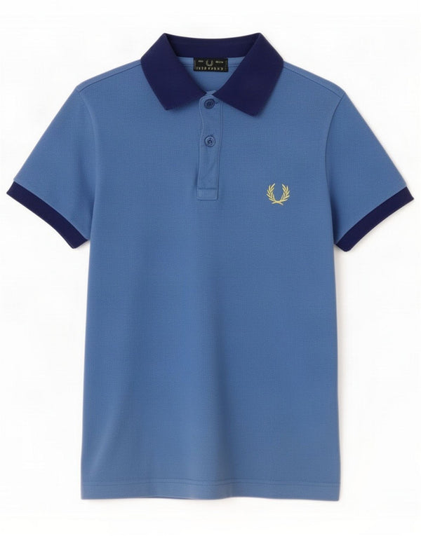 Fred Perry Jungen-Poloshirt, 7–8 Jahre, blaue Farbblock-Baumwolle