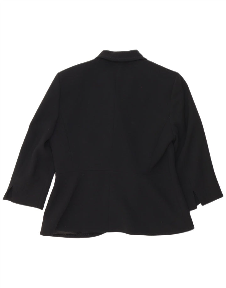 Max Mara Damen-Blazer mit 3/4-Ärmeln und 1 Knopf, Gr. 12, Mittelschwarz, Viskose