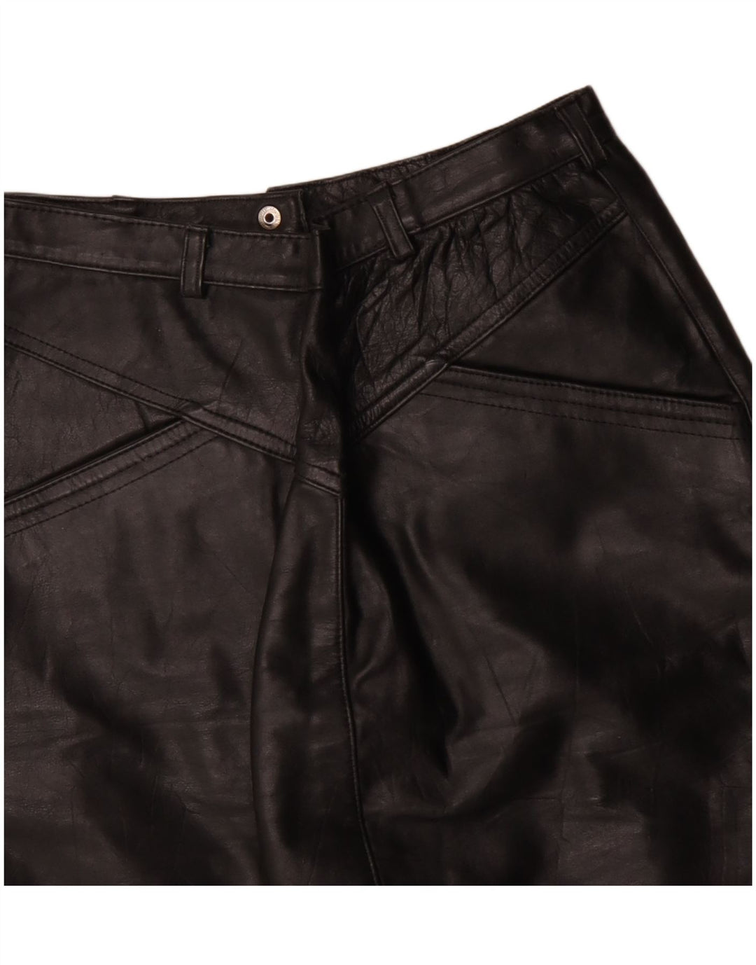 Vintage Damen Leder Bleistiftrock W26 Small Schwarz