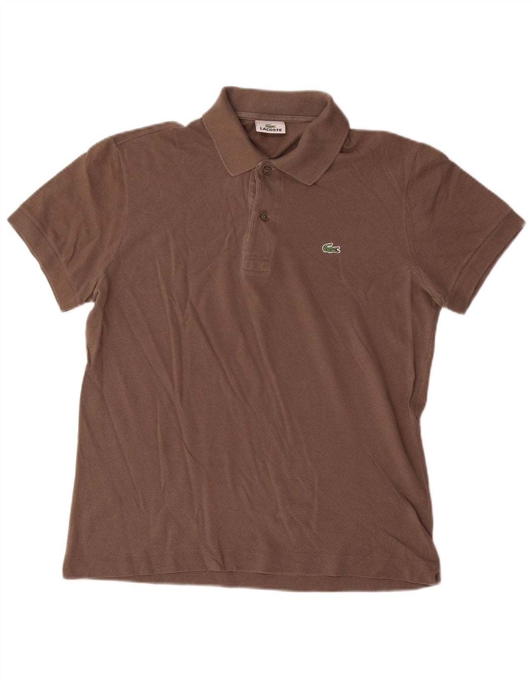 Lacoste Herren-Poloshirt, Größe 3, klein, braune Baumwolle