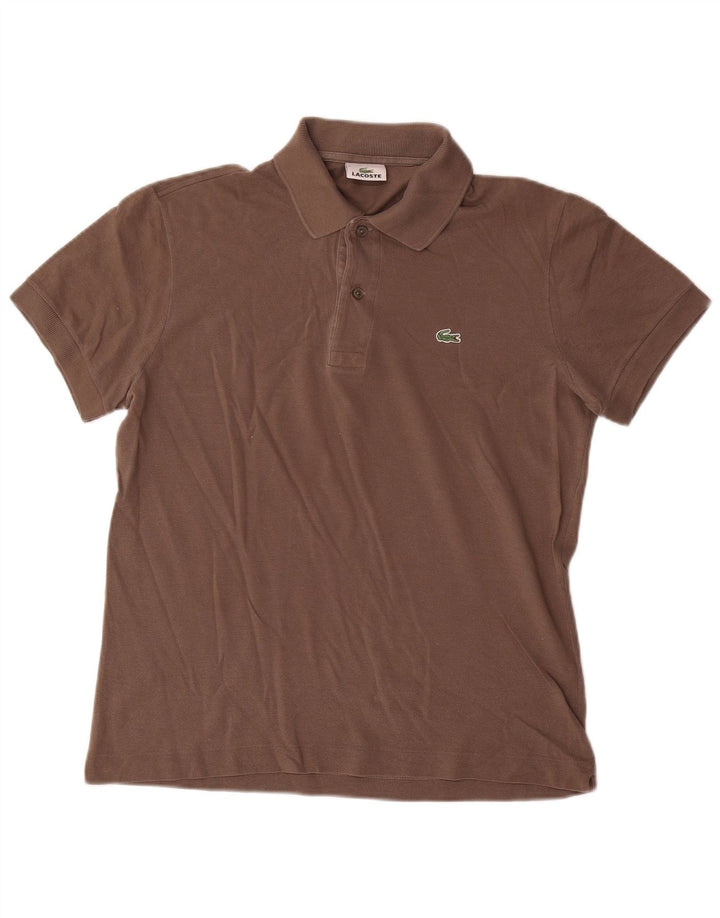 Lacoste Herren-Poloshirt, Größe 3, klein, braune Baumwolle