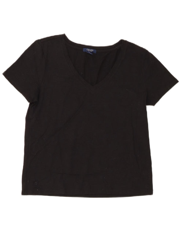 Chaps Damen T-Shirt Top UK 14 Large Schwarz Baumwolle