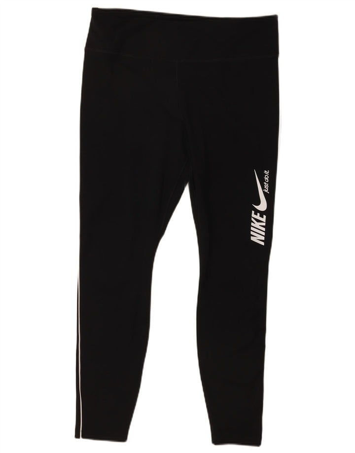 Nike Womens Graphic Leggings UK 14 Large Schwarz Polyester